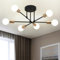 ZYDTRIP Moderner Sputnik Kronleuchter 6 Flammig Vintage schwarze Deckenleuchten Halbbündige Montage Metall E27-Fassung für Home Office Hotel Bar Wohnzimmer Esszimmer Schlafzimmer Küche