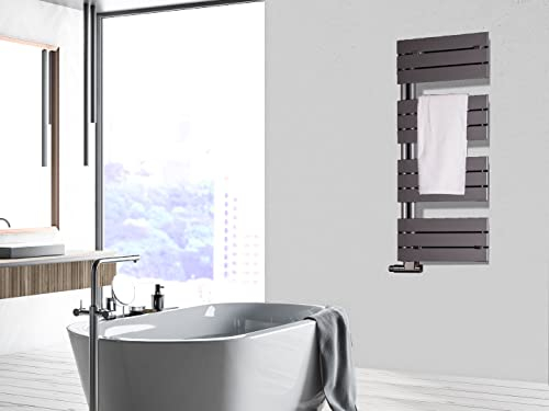 Badheizkörper Design Chicago 1 525 Watt 115x50cm anthrazit - moonstone grau SZAGATO handtuchwärmer handtuchtrockner handtuchhalter paneelheizkörper vertikal mittelanschluß flachheizkörper design