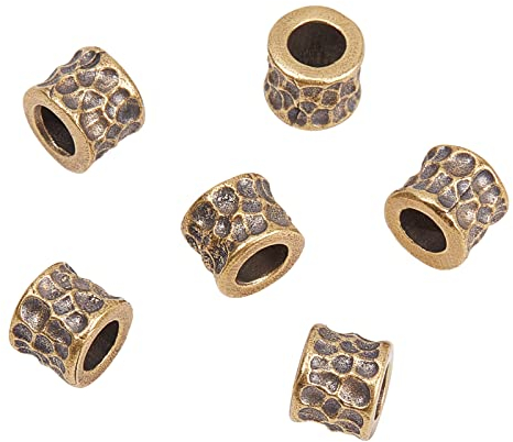 BENECREAT 6 Stück 11 mm Goldene Perlen Messing Charms, EDC Lanyard Perlen Für Anhänger Schnalle Schlüsselbund Anhänger Taschenlampe Schmuck Anhänger DIY Zubehör (6.3mm Loch)