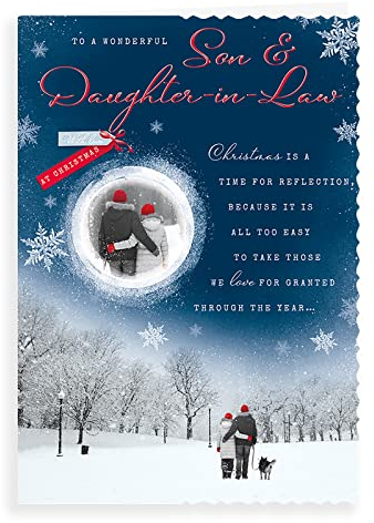 Piccadilly Greetings Avant Garde Studios H95031 Foto-Weihnachtskarte für Sohn und Schwiegertochter, 25,4 x 17,8 cm