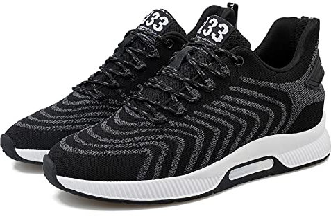 Elevator Schuhe Herren Leichte Atmungsaktiv Anzugschuhe Schnürhalbschuhe 2,36 Zoll Lace-up Sportschuhe Mode Bequem Freizeitschuhe Aufzug Schuhe Schwarz 40