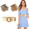 3 Stück Geflochtener Strohgürtel für Damen, Gürtel für Kleid, Stroh Gewebt im Ethnischen Stil, Belt Women, Gürtel Stretch, für Kleid (Weiß, Khaki, Farbblock)