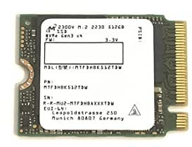 Micron Disque SSD 512 Go M.2 2230 30 mm NVMe PCIe Gen3 x4 MTFDHBK512TDW 2300 V pour tablette Steam Deck Surface Pro X Dell HP Lenovo Ultrabook Tablet