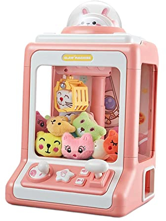 Baoblaze Mini Claw Machine Toys, Electric Arcade Claw Machine, Mini Doll Grabber with Lights Sound Candy Candy Toy Grabber Claw Machine Dispenser with 10 Dolls for Kids, StyleB Pink…