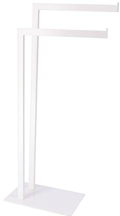 Tendance - Porte Serviettes Métal 2 Barres - Blanc - Salle de Bain - Petit Mobilier