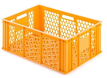 PROREGAL CHEFGASTRO Eurobehälter Bäcker- & Konditorenkasten | HxBxT 25x40x60 | 49 Liter | Gelb-Orange | Brötchenkiste, stapelbare Bäckerkiste