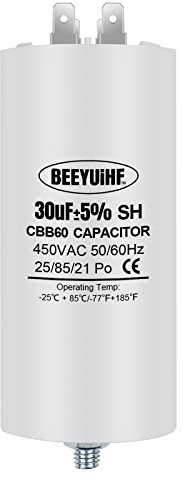 BEEYUIHF CBB60 30uf Condensateur de Démarrage 30µF Moteur condensateur 50 x 110 mm 50 / 60Hz 450VAC avec vis M8 pour moteur électrique/sèche-linge/Machine à Laver