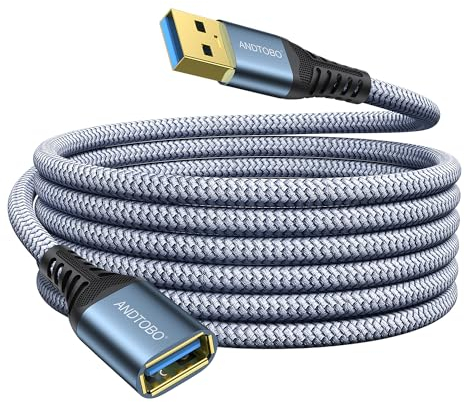 ANDTOBO Cavo Prolunga USB 3.0 3 Metri, USB Tipo A Maschio a Femmina Cavi di Estensione Trasferimento dati ad alta Velocità 5Gbps Compatibile con Gamepad, Stampante, Webcam, Tastiera USB, Unità flash