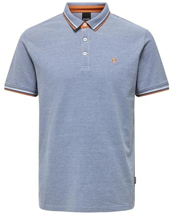 ONLY & SONS Men's Onsfletcher Slim SS Polo Noos Polo Shirt, Medium Blue (Medium Blue Denim), S