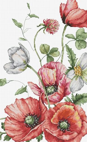 Luca-S Cross Stitch Kit Luca-S, The Field Poppies, Counted Cross Stitch Kit for Adults, Embroidery Kit, B7020