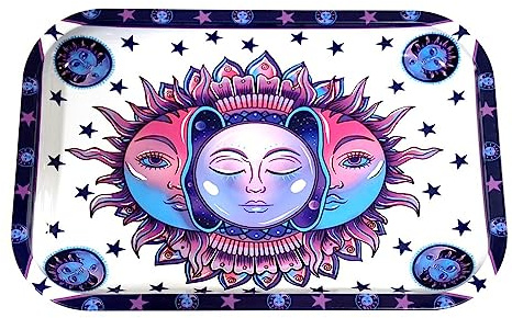 Wise Skies Metal Rolling Tray Smoking Accessories Characters Rolling Papers Rolling Tip Small (Hippy Medium)