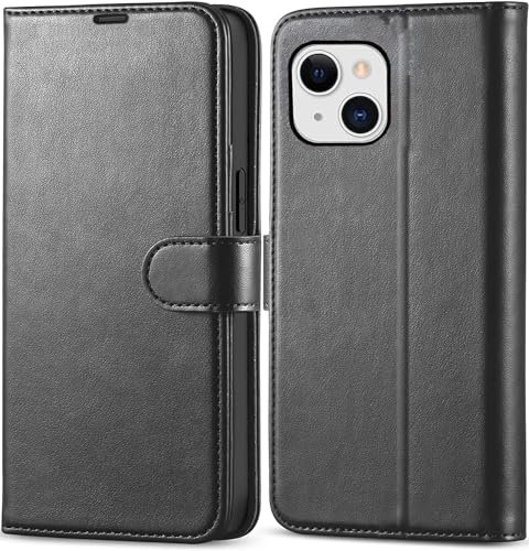 KP TECHNOLOGY Case for iPhone 15, iPhone 15 Leather Case, iPhone 15 Book Flip Leather Wallet Cover with Card Slots for iPhone 15 (BLACK)
