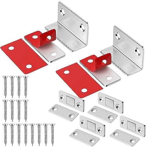 Cupboard Magnetic Door Catch Stainless Steel Drawer Magnets Adhesive L Shape Magnet Cabinet Latches Ultra Thin Door Magnets for Kitchen Sliding Door Window Wardrobe 6pack