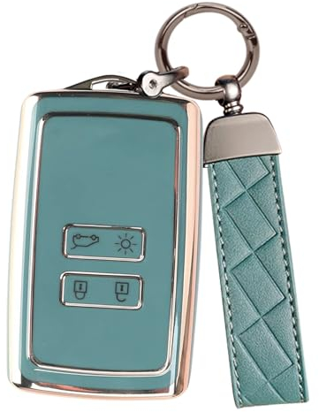 INBOLM TPU Car Key Cover For,4 Buttons Car Key Fob Protection Cover Compatible with Renault Clio/Kadjar/Megane Key Cover, Smart Key Case Shell Key Holder Keychain Accessories Blue