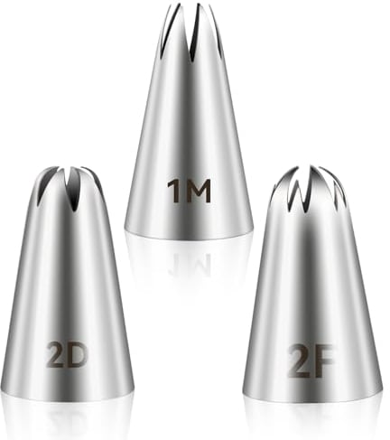 3 beccucci per torte, 1 m, 2D, 2F, accessori per decorazione, ugelli per crema al burro, glassa, torte di compleanno, cupcake, strumenti da forno per arte fai da te
