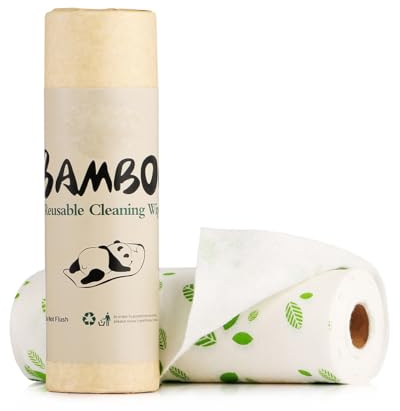 MORGIANA Lot de 20 Chiffons de Nettoyage en Fibre de Bambou, Lavettes Réutilisables en Bambou, Rouleau de Cuisine Lavable, Chiffon en Microfibre pour Maison, Voiture, Moto et les Fenêtres (28 x 28 cm)