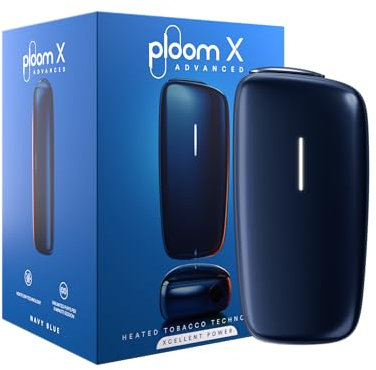 Ploom X Advanced Starter Kit - Heated Tobacco Device with HeatFlow Technology - Up to 20 Uses Per Charge, Navy (Without Sticks/Cartridges)