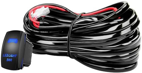 Gebildet Kit Cablaggio barra luminosa LED Heavy Duty 12V/180W 5Pin Rocker Laser On Off Interruttore Impermeabile Relè di potenza Fusibile a lama-1 Cavo