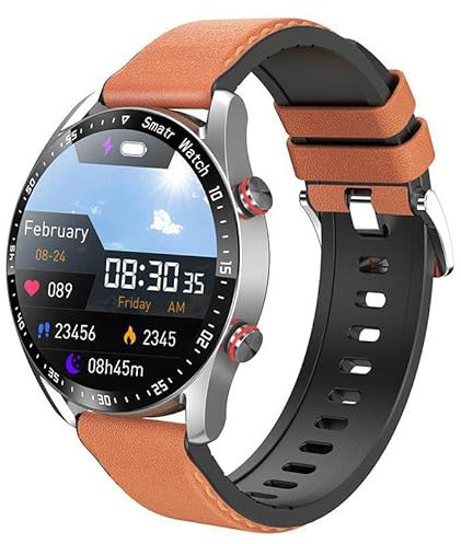 NQYZZFD Smart Watch Chiamata Bluetooth con ECG + PPG HRV Monitoraggio della Salute Pressione Sanguigna/Ossigeno Frequenza Cardiaca Monitor del Sonno, Smartwatch per Android iOS,D