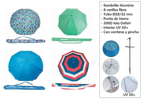 JugaToys Sombrilla de playa Aluminio Hierro 180 cm