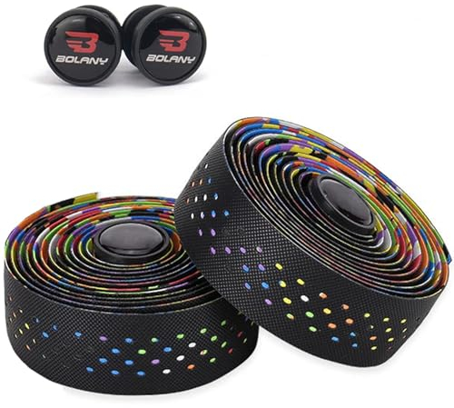 BOLANY Lenkerband für Rennrad, 2 Rollen PU-Oberfläche EVA-Schaum Lenkerbänder mit Endkappen