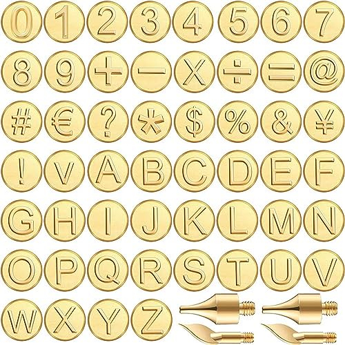 Juego de 56 Piezas de Puntas para Quemar Madera con Letras, Incluido el NúMero del Alfabeto para Manualidades en Madera, Tallado en Relieve de Bricolaje