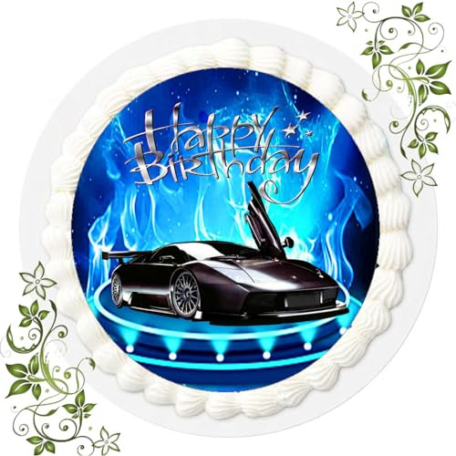 ich FONDANT Tortenbild, Zuckerbild mit Motiv, Essbares Foto für Torten, Tortenbild, Tortenaufleger Ø 20cm FONDANT Lamborghini Nr. 4