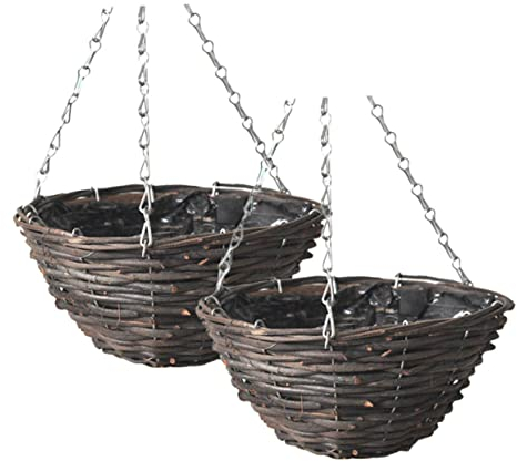 BESPORTBLE 2 Stück 30cm Handgefertigter Rattan Hängender Blumentopf Dekorativer Pflanzenkorb Für Balkon Wohnzimmer Garten Büro