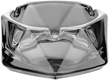 Slege Cendrier,Géométrie Verre, Cendriers Pour Maison, Grand coupe vent extérieur ∅12cm cendrier terrasse, Cendrier cigares, Cristal,Table, Hommes Cadeau(gris)