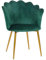 Armchair Tub Chair, Velvet Vanity Chair Shell Accent Chairs with Gold Plating Metal Legs, Leisure Single Sofa Dressing Chairs for Home, Office, Bedroom, Living Room, Dining Room (Green)