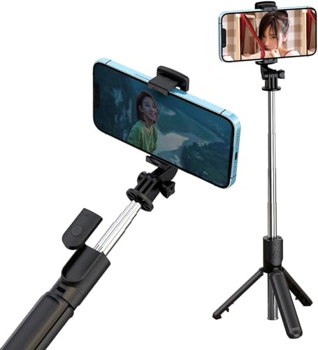 3-in-1 Selfie Stick Stativ passend für Google Pixel 6 7 8 Pro 7a Pixel Fold Pro 6a tragbares ausziehbares Telefonstativ aus Edelstahl mit Abnehmbarer kabelloser Fernbedienung und Stativ Ständer