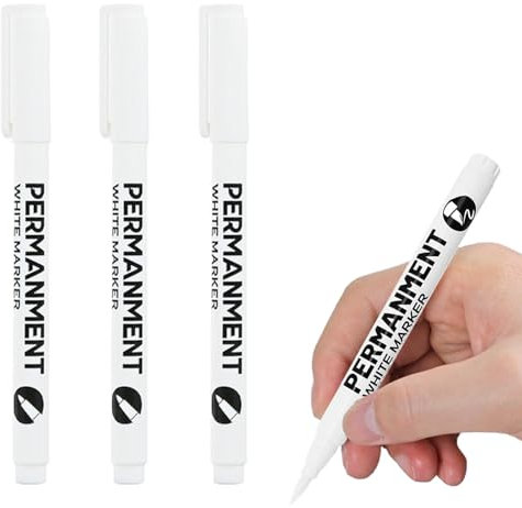 Sugeru 3pcs Stifte-Weißer-2mm Acrylstifte fein,Acrylmarker feine Rundspitze 1mm,Wasserbasiert Lackstift Weiß,Lichtecht und Wasserfest,für Stein,Keramik,Glas,Holz,Leinwand,nahezu alle Untergründe