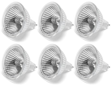 6 Packs Mr16 Halogen Small Light Bulbs 2 Pin Base Gu5.3 12V 35W, Dimmable Natural Warm White 2700K 350LM Spot Lamp for Bathroom Lighting, Track Lighting, Landscape Lights, Recessed Lighting Halogen
