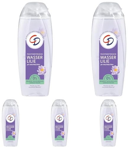 CD Dusche 'Wasserlilie', 250 ml, Duschgel mit Wasserlilien-Extrakt, feuchtigkeitsspendendes Pflegeprodukt für empfindliche Haut, ohne Mikroplastik, vegan (Packung mit 5)