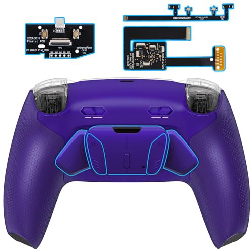 eXtremeRate RISE4 Plus MAX Remap Kit con Clicky Kit para ps5 Control Modelo BDM-010 020 Tope Gatillos & Goma Grip Carcasa Trasera & Palancas Traseras Remapeables para ps5-SIN Mando(Galactic Purple)