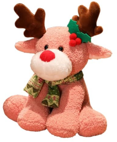 champracer Weihnachten Elch Kuscheltier, 30 cm Rentier Plüsch Elchpuppe, Elch Niedliches Stofftier aus Weichem Plüsch, Weihnachten Geschenke für Kinder Jungen Mädchen (Rosa)