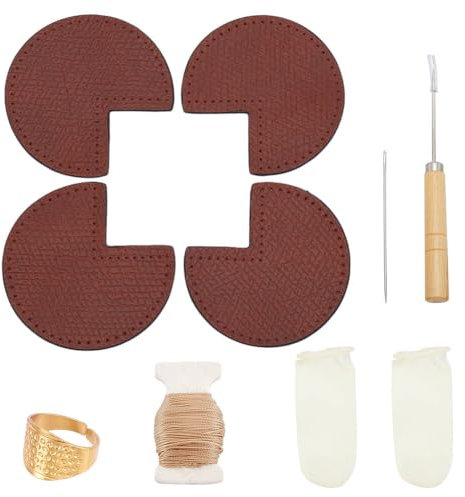 WEBEEDY DIY Taschenecken-Reparatur-Set: Eckenschutz, Leder-Nhset mit Tasche, Eckflicken, Kegel, Nadel, Faden und Fingerlinge, Ledertasche, zum Fixieren von Nhen, Arbeiten, Bastelprojekten
