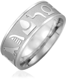 LIKGREAT Ägyptischer Symbol Ring für Männer und Frauen Auge des Horus Religiöser Ring Leichter Edelstahl Ring Antiker Totem Talisman Ring Amulett-Schutz-Schmuck Größe 7-13 (Sliber, Durchmesser 20mm)