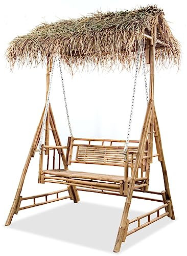 Furniture Item home 2-Sitzer Schaukelbank mit Palmblättern Bambus 202 cm Möbel
