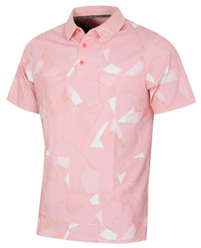 Callaway Golf Mens Kick Flip Print Polo Shirt - Strawberry Pink - L