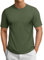 TACVASEN Men's Crewneck Undershirt Cotton Short Sleeve T-Shirts Moisture Wicking Casual Tee Pocket Summer Tops Army Green,2XL