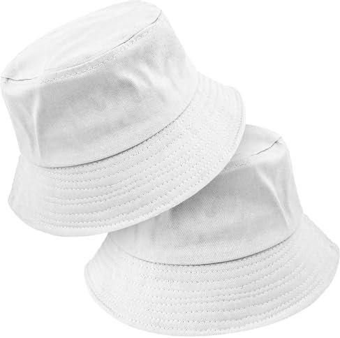 2 Pcs Fischerhut Bucket Hat Weißer Fischerhut Unisex Bucket Hat für Damen & Herren Sommer Sonnenschutz Anglerhut Fischerhüte für Wandern Camping Reisen Angeln Golf Outdoor Aktivitäten