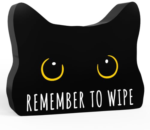 Remember to Wipe Funny Bathroom Acrylic Decor Sign Black Cat Decor Cat Decor for Home Bathroom Cat Lover Gifts For Women Men