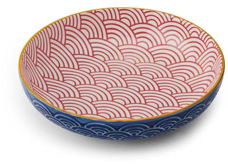 Steingut-Schale in Blau mit Bogenmuster von Mikasa, 21 cm