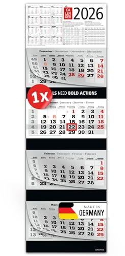 PRIMUS PRINT XXL Kalender 2026 - Mehrblock Wandkalender - 4-Monatskalender - mit Datum Schieber, Kalender zum Aufhängen - inklusive Feiertagen & Ferien - verschiedene Motive - [ 1x Kalendarium ]