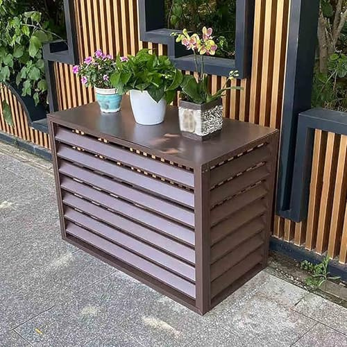 Cubierta Aire Acondicionado Exterior Aluminio, Jardín Privacidad Pantallas Protectoras, Para Ocultar El Aire Acondicionado Y Para La Privacidad(Brown,100x50x70cm)