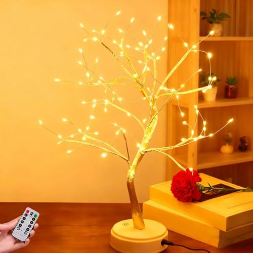 Bäumlein Lampe,lichterbaum Innen,bäumlein 108 LEDs,Baum Lampe Mit Leuchtzweige, Verstellbare Äste, USB/Batteriebetrieben 8 Modi Dimmbar,für Weihnachten Ostern Party Geburtstag Innendeko-A