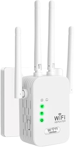 WLAN Repeater 1200Mbit/s mit 4 Externen Antennen, Dualband 2.4GHz & 5GHz WLAN Verstärker, Dual Ethernet Anschlüsse WiFi Extender Signalabdeckung ist umfangreicher