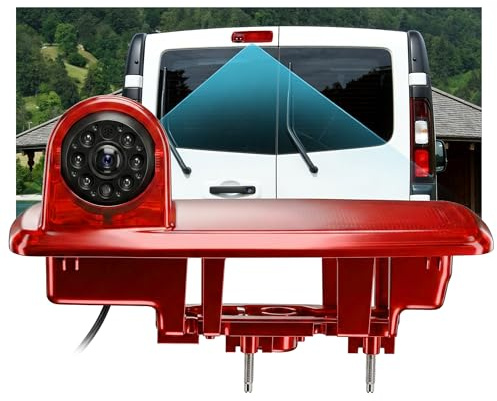 Rimoody Rückfahrkamera für Renault Trafic 2014-2017/Opel Vivaro 2014-2017, Auto Kamera für Dritte Bremsleuchte Mit Rückfahrleitung, IR-Nachtsicht, IP67 Wasserdicht, 140° Einstellbarer Winkel