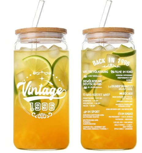yosiio 30 Geburtstag Geschenke für Frauen Vintage 1996 Geburtstag Deko | 30 Frau Personalisierte Geschenke Trinkgläser Kaffeegläser für Mutter, Frau, Schwester, Freunde